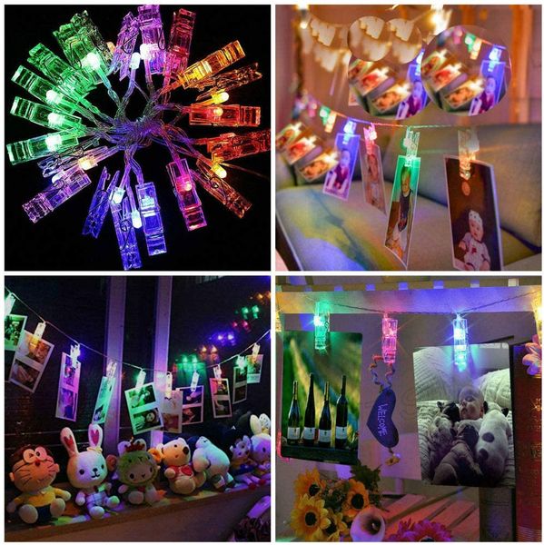 5M 10M LED Photo Clip String Lights Ghirlanda LED Stringhe di luce Fata di Natale Illuminazione per il compleanno Baby show Decorazioni di nozze all'aperto