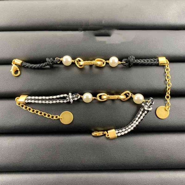 

the new 74% off family dijia new letter pearl straw rope personalized bracelet fashion trend net red same bracelet9lhn, Black