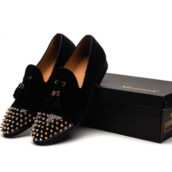 

men's velvet tassel shoes rivets men's love british casual tide breathable fashion zapatillas hombre b14, Black