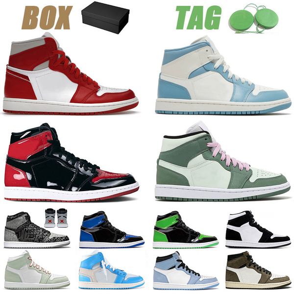 

jumpman 1 1s designer basketball shoes for mens womens j1 patent bred high panda university blue mid dutch green sports sneakers trainers bi