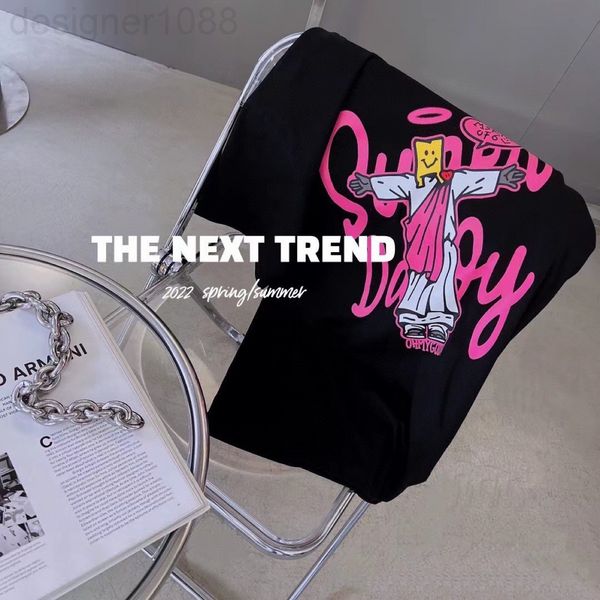 

women's t-shirt designer minority design 22ss cross funny, lovely, loose and versatile men's women's same pullover t-shirt c3, White