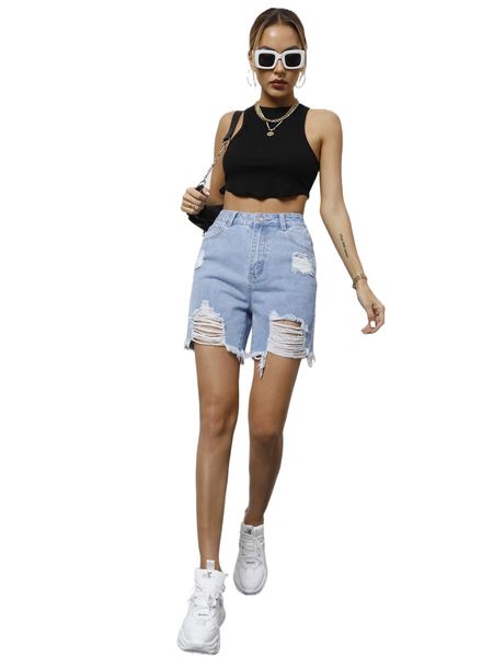 

ripped raw hem denim shorts b6dv#, White;black