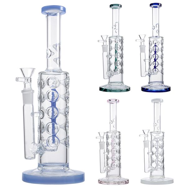 Disponibile Bong in vetro Tubi ad acqua Narghilè Bong inebriante Bruciatore a nafta Disco uovo favoloso Tubo rosa blu Dab Rigs Soffione doccia in cera Perc in linea con ciotola Fumo Tubo dritto WP2161