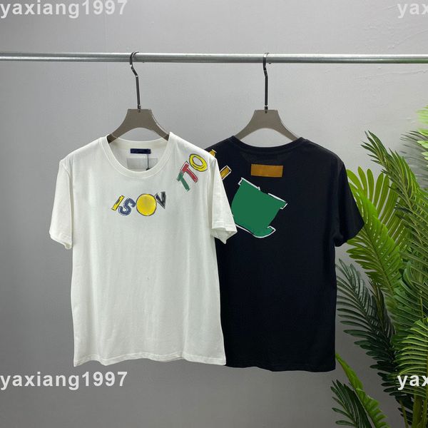 

2022ss spring and summer new shirt high grade cotton sweatshirts printing short pants sleeve round neck panel t-shirt size s-m-l-xl--xxxl, Black;brown