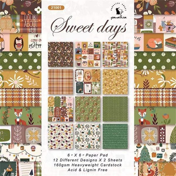 Confezione regalo 24 pezzi Materiale per scrapbooking di animali della foresta Carta spazzatura Diario fatto a mano Forniture artigianali decorative fai-da-te Regalo