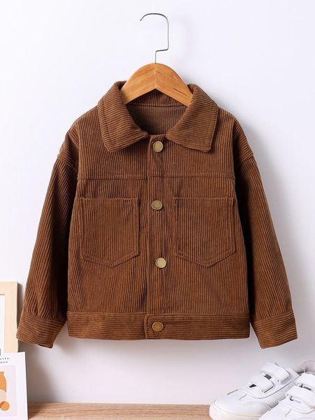 

toddler boys double pocket drop shoulder corduroy jacket she, Blue;gray