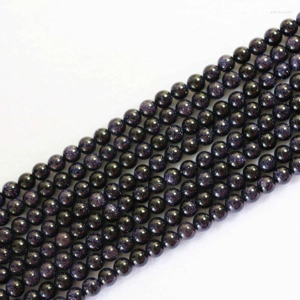 Autres pierres de sable bleues naturelles, bijoux à bricoler soi-même, perles rondes en vrac de 6mm, 8mm, 10mm, 12m, 15 pouces, B130Autre AutreAutre Edwi22