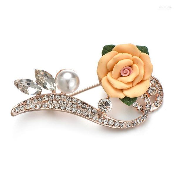 Pins Broschen IYOE Stilvolles Design Vintage Harz Wilde Blumen Für Frauen Retro Simulierte Perle Antike Brosche Pin Weiblichen Schmuck1 Marc22