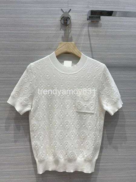 

women's knits & tees saddle button jacquard short sleeve t-shirt simple and versatile slim round neck solid color spring summer high en, White