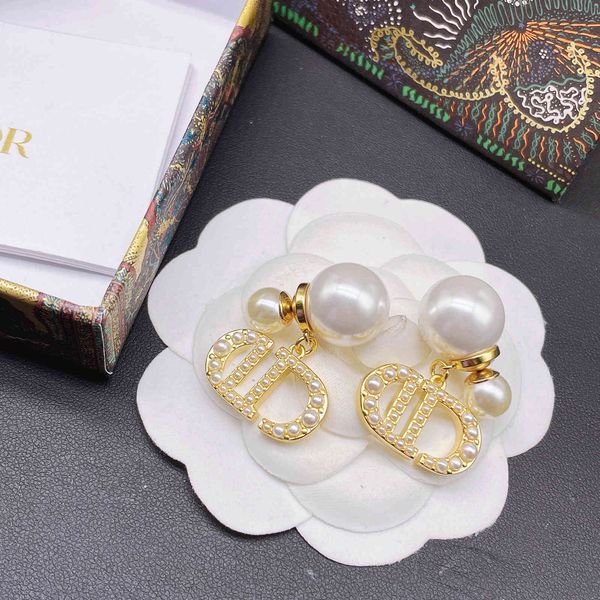 

the factory directly d home di 2022 new pearl earrings cd classic premium sense jewelry, Golden