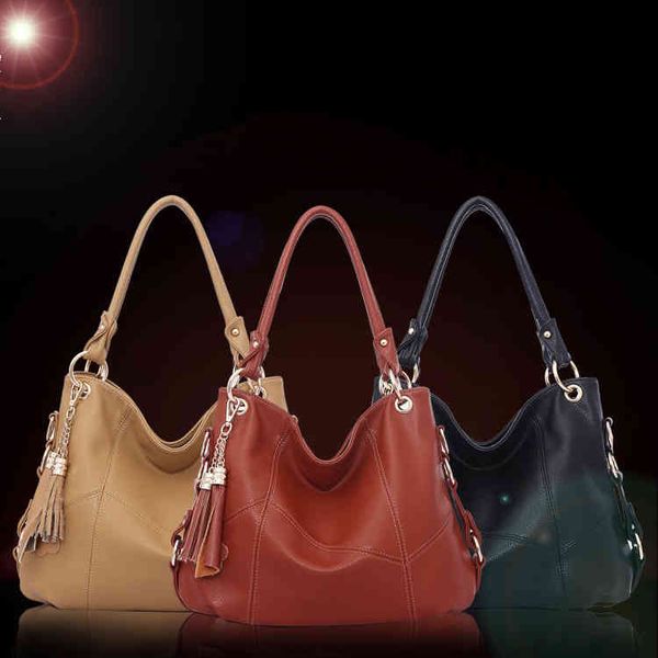 

designer handbags women's bag 2022 new fashion women's one shoulder tassel splicing soft leather portable messenger