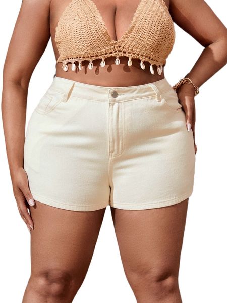 

plus high waist denim shorts h8qq#, White;black