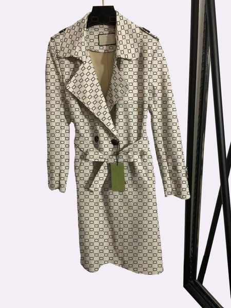 

22ss women's trench coats middle long autumn winter outerwaer trendy fashion letter pattern women coats design style high coat, Tan;black