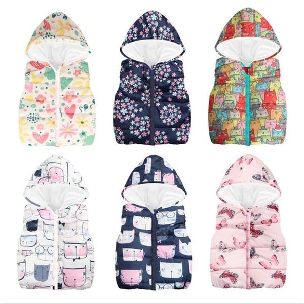

baby sleeveless hooded wool vest jacket for girls boys cartoon print coat kids warm cotton vest outwear clothes lj201128, Camo