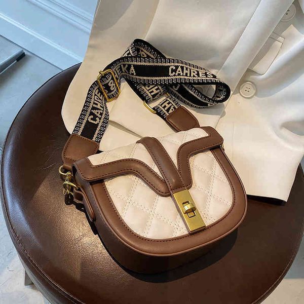 

french female autumn lingge single shoulder saddle broadband messenger bag