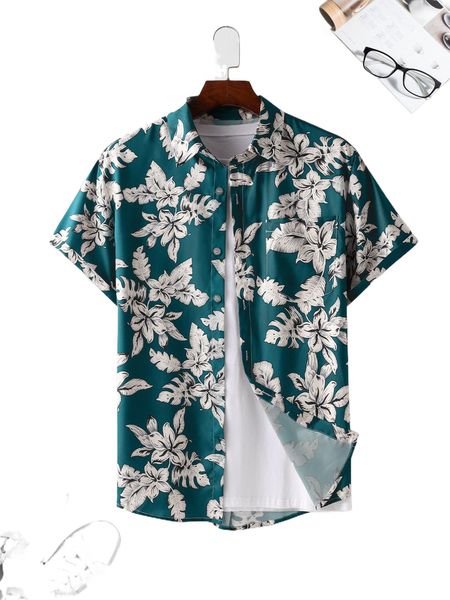 

men random tropical print shirt without tee v1mb#, White;black