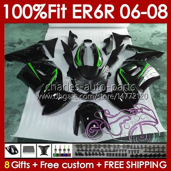 OEM grün schwarz Karosserie für KAWASAKI NINJA ER6 650 R ER 6 F 650R ER-6F 2006 2007 2008 Karosserie 139No.112 ER 6F 650-R Rahmen ER6F 06 07 08 650R-ER6F 06-08 Spritzgussverkleidung