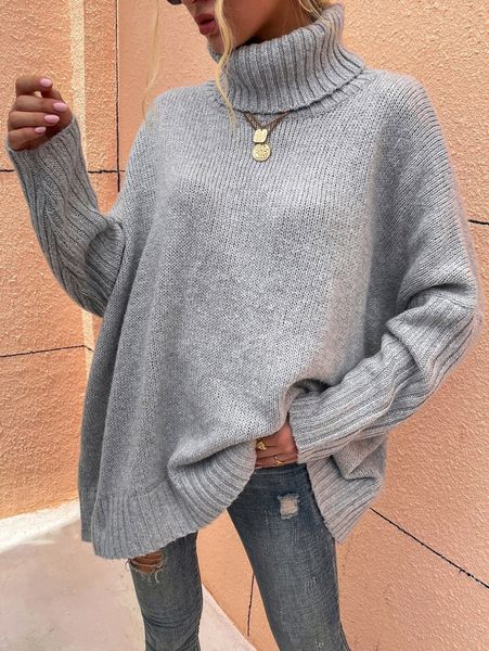 

high neck batwing sleeve sweater p1qh#, White;black