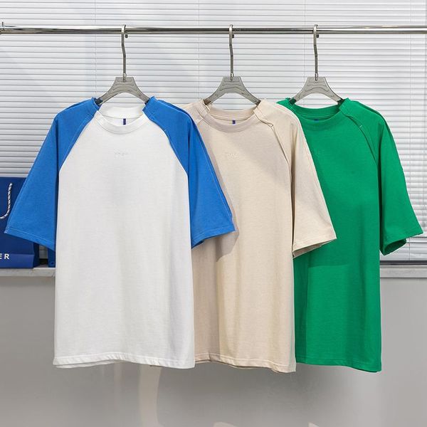 Camisetas masculinas Ader Erro Letra Bordado de manga curta Casal de algodão Casal de verão Termina de bloqueio de cor esportiva de cor esportiva