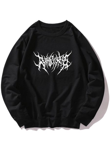 

romwe goth guys graphic sweatshirt s9mp#, Black