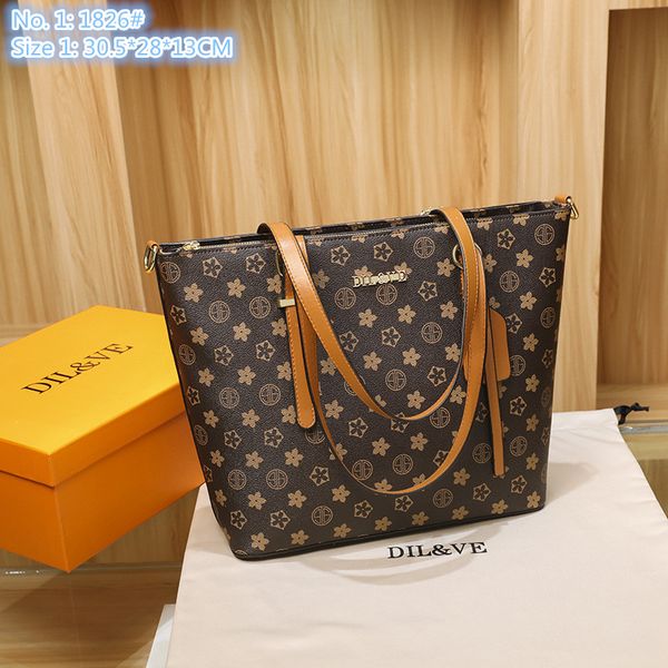 

wholesale factory ladies shoulder bags 3 styles elegant temperament printed handbag simple large-capacity contrast leather tote bag classic