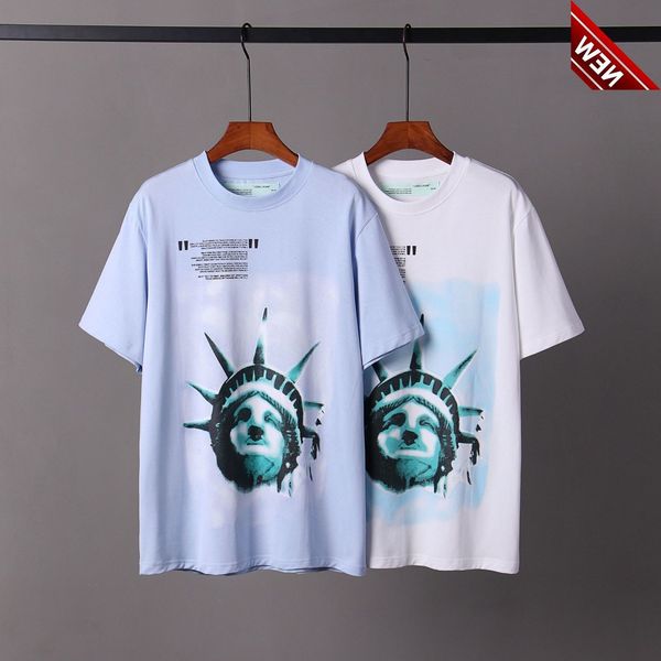 

50% discount tide brand ow godds of liberty short sleeve t-shirt european version large loose off male and female lovers teenagers factory d, White;black