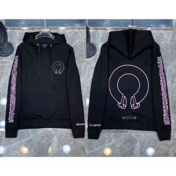 

classic luxury ch quality hoodie brand zipper autumn winter sweatshirts designer fashion men sweater horseshoe phantom cross print hooded wo, Black