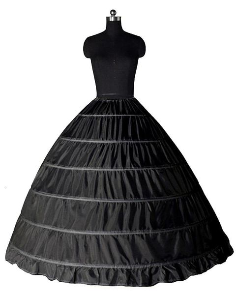 Stok Beyaz Siyah Balo 6 Hoops Petticoat Düğün Kayma Crinoline Gelin Desenkirt Quinceanera Elbise için 6 Hoop Etek Cinolin CPA206