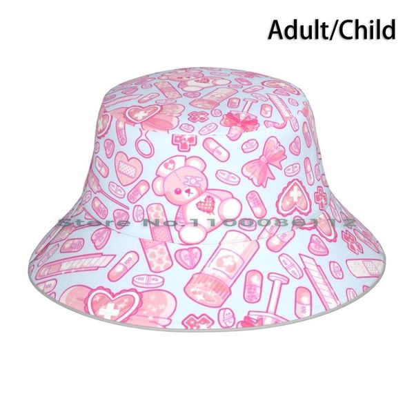 Berets Sickly Sweet Bucket Hat Sun Cap Menhera Gurokawaii Pastel Goth Creepy Cute Pink Lolita Pills Horror Yume Kawaii Harajuku BloodBerets