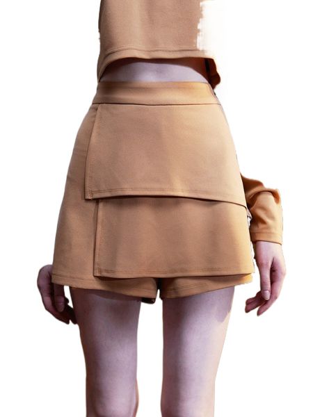 

x elisabetta arcaroli solid layered hem high waist skort 02s8#, White;black