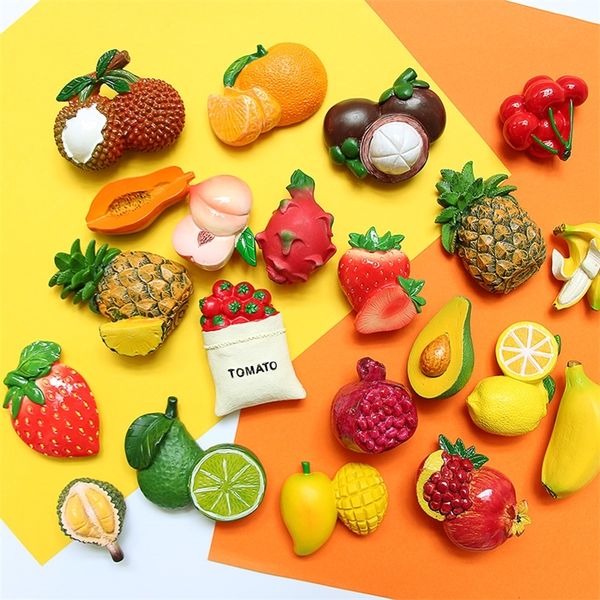 3D Biyonik Gıda Buzdolabı Yapıştır Meyve Modeli Mıknatıslar Ev Dekorasyon Muz Ananas Limon Çilek Buzdolabı Manyetik 220426