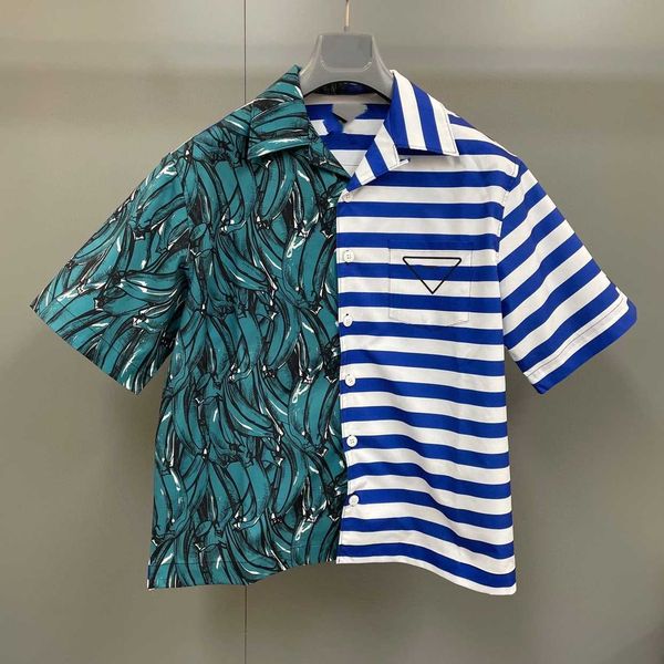 

men's casual shirts mr. chen's own banana mosaic stripe totem printed short sleeve shirt os version men's and women's sh, White;black