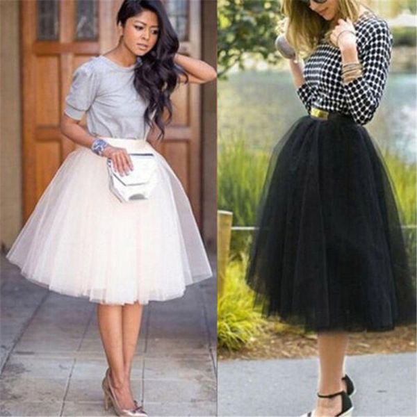 

skirts fashion sweet women's multi-layers tulle skirt long shirts princess ballet tutu dance prom party black white s-xl
