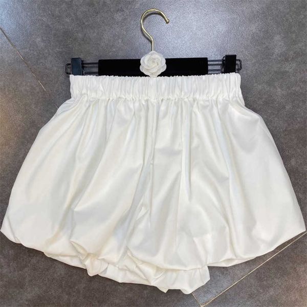 

deat women high elastic waist puff bud versatile straight shorts solid color fashion spring summer 11b417 210709, White;black