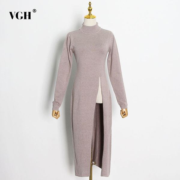 

minimalist split sweater for women turtleneck long sleeve slim knitted pullovers female fashion clothing spring 210507, White;black