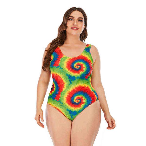 

set 2022 large bikini colorful print belly covering swimsuit women, Red;black