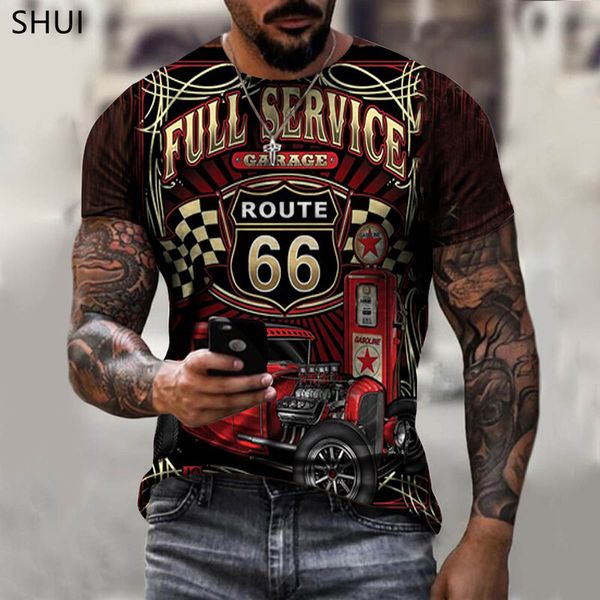 

summer route 66 3d printing men s street t shirt o neck short sleeved casual oversized xxs 6xl black 220616, White;black