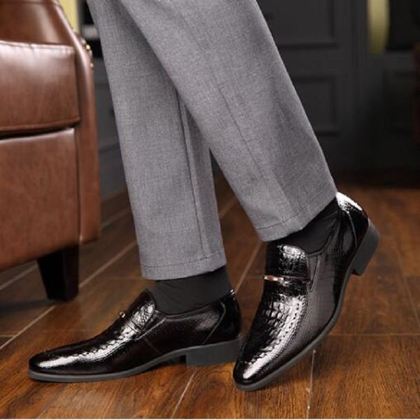 

man leather wedding oxford shoes for men formal mariage mens pointed toe dress shoes da020, Black