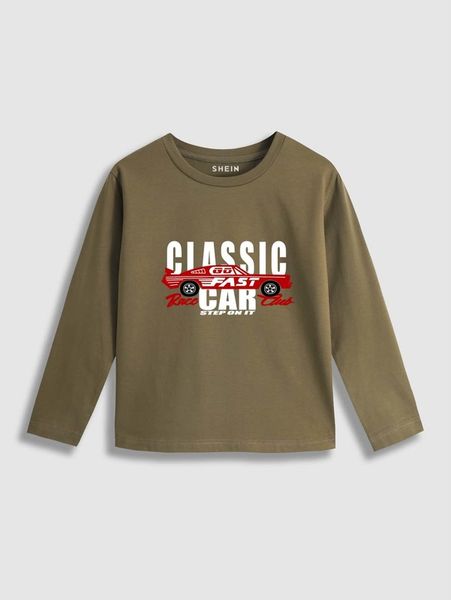 

toddler boys letter & car print tee she04, Blue