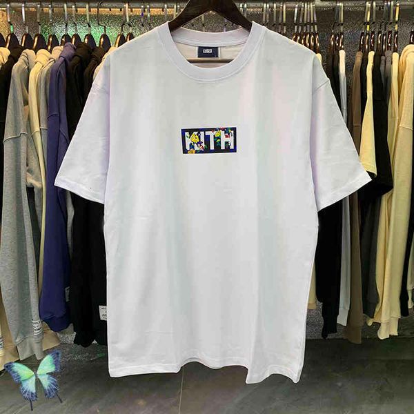 

men's t-shirts kith t-shirt begonia floral classic print heavy fabric short sleeve, White;black