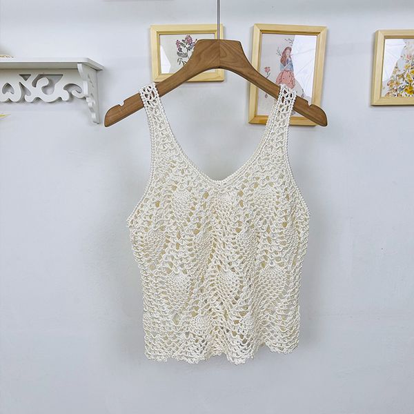 

516 2022 runway summer brand same style sweater pullover t shirt v neck sleeveless women's sweaters wante, White;black