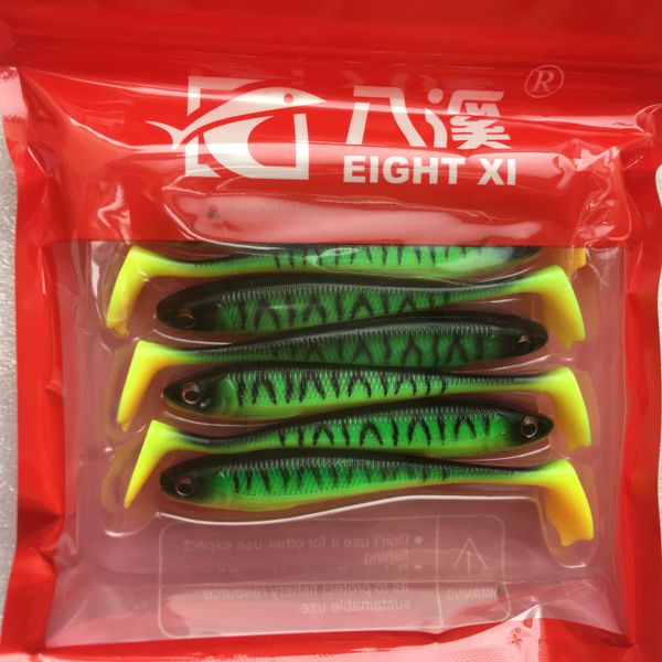 

eight xi lure fishing 9cm 5.7g 7pcs nff soft fish baits soft green tiger