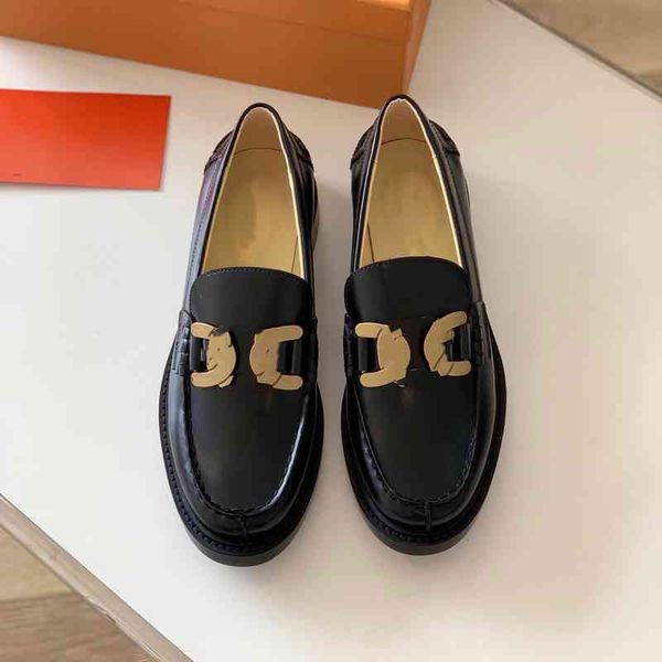 

dress shoes european goods high edition xiao zhan's same lefu shoes women's british metal buckle cowhide thick heel potato silk si, Black