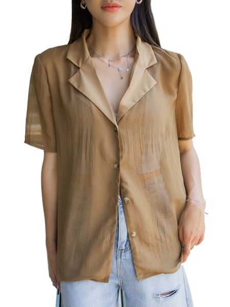 

dazy solid button front shirt g03x#, White