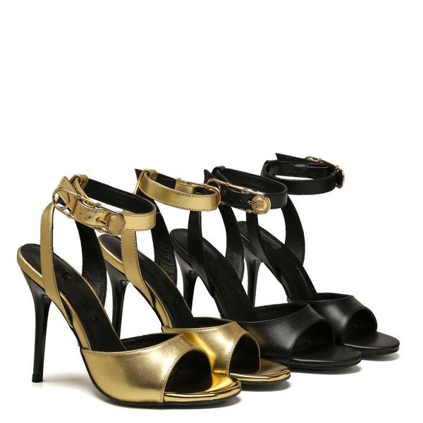 

2022 summer new sandals fashionable outer wear temperament non-slip leather fine heel net red sandals women slippers high heels, Black