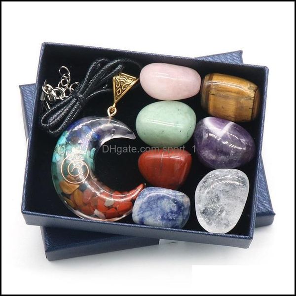 

stone loose beads jewelry 7 chakra set reiki natural crystal ornaments moon pentagram irregar rock quartz yoga energy bead cha dhbhn, Black