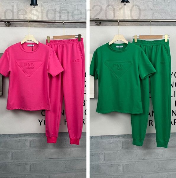 

women's two piece pants designer summer small fragrance leisure pure cotton sportswear women's fashion two-piece set large, White