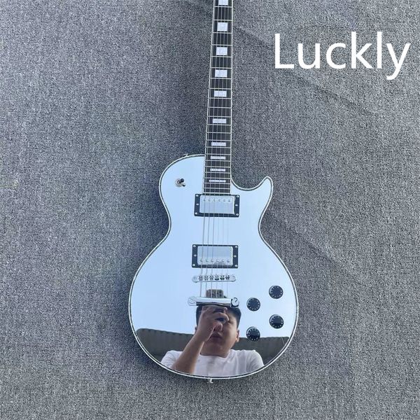 

lp custom electric guitar silver mirror body two pick-up body silver white accessories guitars guitarra
