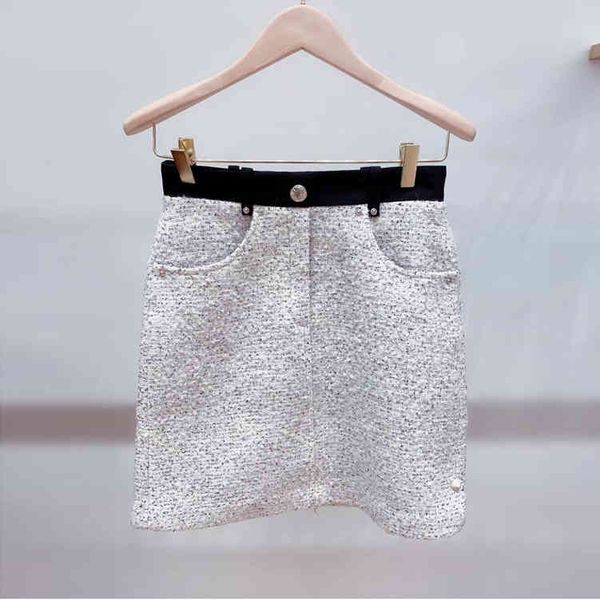 

skirts m autumn winter women's tweed high waist skirt wool blend fabric, Black