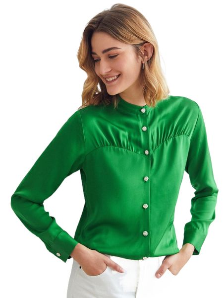 

motf premium viscose gathered blouse f5ms#, White